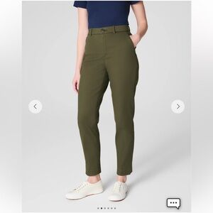 NWT SPANX Supersmooth Stretch Twill Slim Straight Leg Dark Pine Green Pant